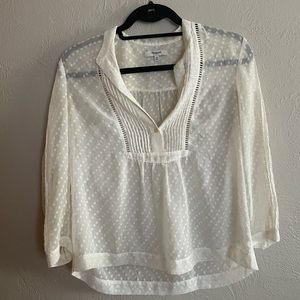 Madewell Sheer Cream Swiss Dot blouse